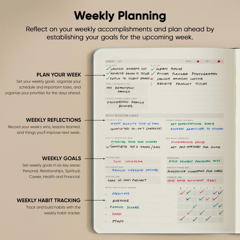 PRODUCTIVITY STORE Dated, 2026 Planner, 8.5" x 11" - The Productivity Planner to Achieve Your 2026 Goals - Planner 2026-2027 by PRODUCTIVITY STORE (A4, BLUE) - Image 4