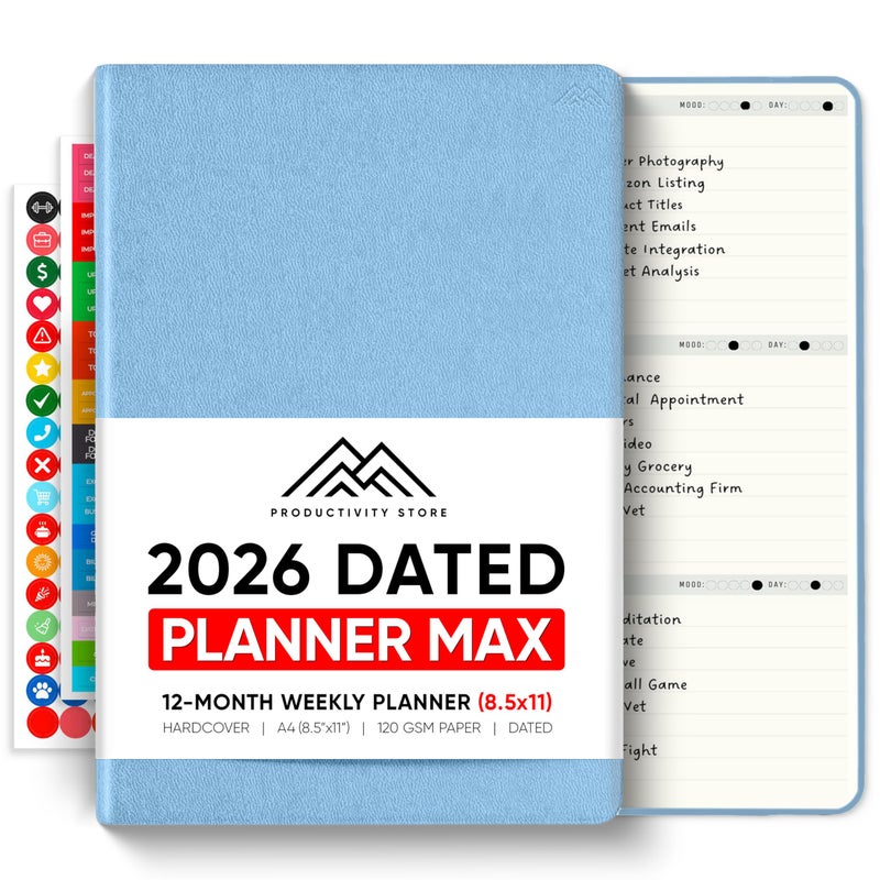 PRODUCTIVITY STORE Dated, 2026 Planner, 8.5" x 11" - The Productivity Planner to Achieve Your 2026 Goals - Planner 2026-2027 by PRODUCTIVITY STORE (A4, BLUE) - Image 1
