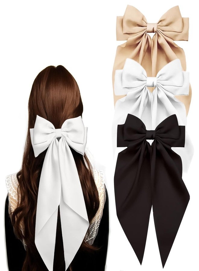ANNACREATIONS ANNA CREATIONS 3 Pcs Fashion Hair Bows for Women Bows for hair Silk Satin Hair Ribbons Bow Hairclip for Women Cute Hair Clip for Girls Large Vintage Hair Hair Accessories Big Ribbon Bow Clip - Image 1