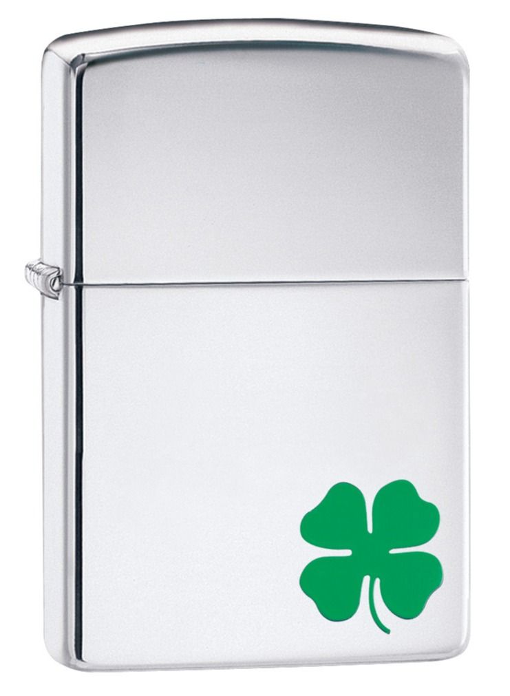 Zippo 24007 250 Four Leaf Clover High Polish Chrome Windproof Lighter - Image 1