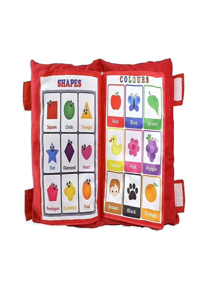 ADKD Kid's Learning Pillow Cum Book with English and Hindi Alphabets, Numbers, Animals Names Learning for Kids Cushion Book (Red) - Image 5
