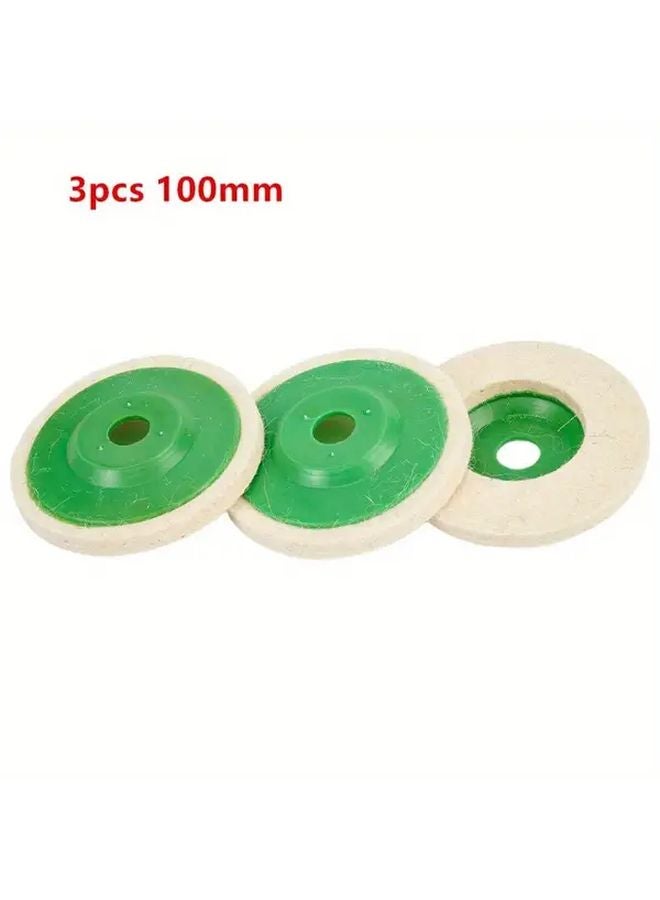 Green Wool Felt Polishing Wheel Pad 125mm 3pcs For Metal Marble Glass Ceramics - Image 1