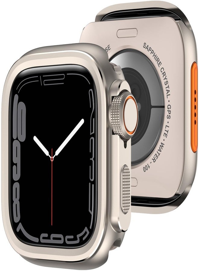 Amizee 2 in 1 Metal Case Compatible with Apple Watch Series 9/8/7 45mm with Back Cover, Rugged Shockproof Protective Bumper Cover for iWatch 45mm, Titanium - Image 1