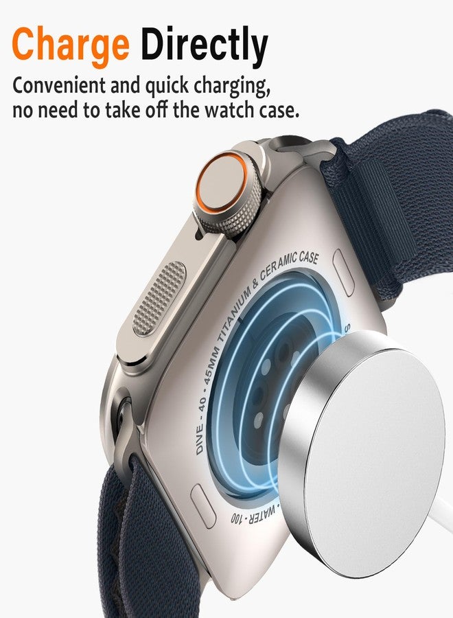 Amizee 2 in 1 Metal Case Compatible with Apple Watch Series 9/8/7 45mm with Back Cover, Rugged Shockproof Protective Bumper Cover for iWatch 45mm, Titanium - Image 5