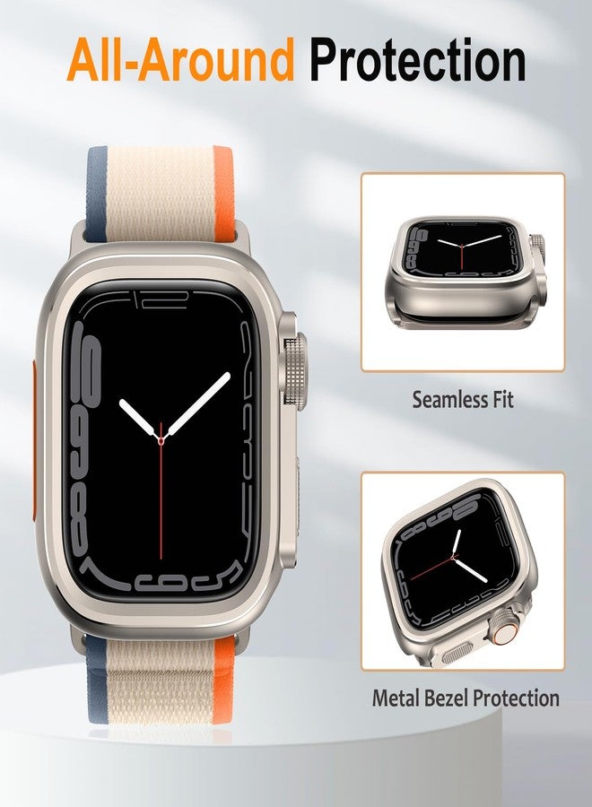 Amizee 2 in 1 Metal Case Compatible with Apple Watch Series 9/8/7 45mm with Back Cover, Rugged Shockproof Protective Bumper Cover for iWatch 45mm, Titanium - Image 4