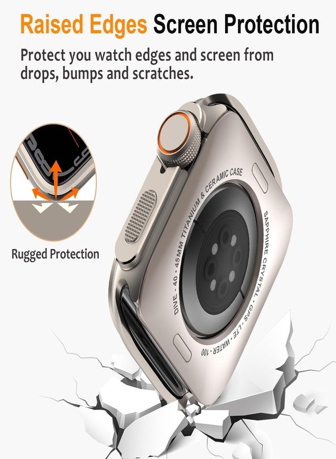Amizee 2 in 1 Metal Case Compatible with Apple Watch Series 9/8/7 45mm with Back Cover, Rugged Shockproof Protective Bumper Cover for iWatch 45mm, Titanium - Image 3