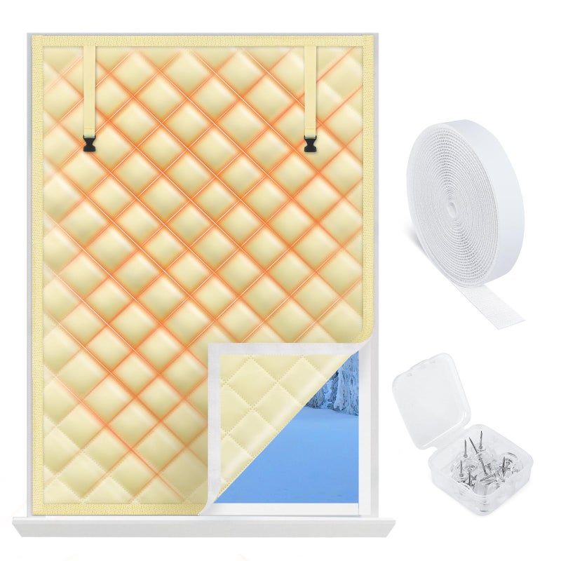 Axcoix 3 Layer 47" x 62" Thermal Insulated Window Cover,Oxford Windows Blanket Curtains Winterizing Kit Window Insulation for Winter Keeping Warm - Image 1