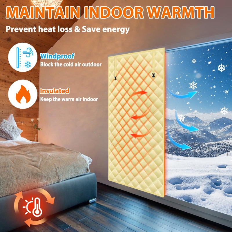 Axcoix 3 Layer 47" x 62" Thermal Insulated Window Cover,Oxford Windows Blanket Curtains Winterizing Kit Window Insulation for Winter Keeping Warm - Image 4