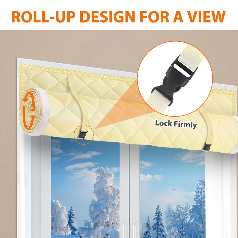 Axcoix 3 Layer 47" x 62" Thermal Insulated Window Cover,Oxford Windows Blanket Curtains Winterizing Kit Window Insulation for Winter Keeping Warm - Image 5
