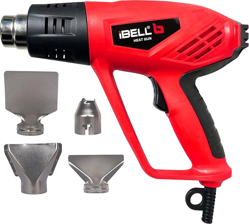 آي بيل IBL HG20-82C أداة الهواء الساخن 2000 واط، مسدس حرارة بدرجتي حرارة 350°C و 550°C، تدفق هواء 250 لتر/دقيقة و 550 لتر/دقيقة، مسدس هواء ساخن لإزالة الطلاء، انكماش PVC والأعمال اليدوية - Image 1