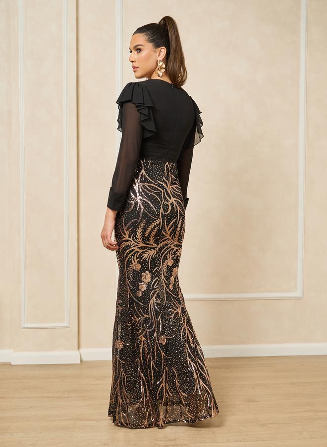Styli Sequin Floral Evening Dress  - Image 5