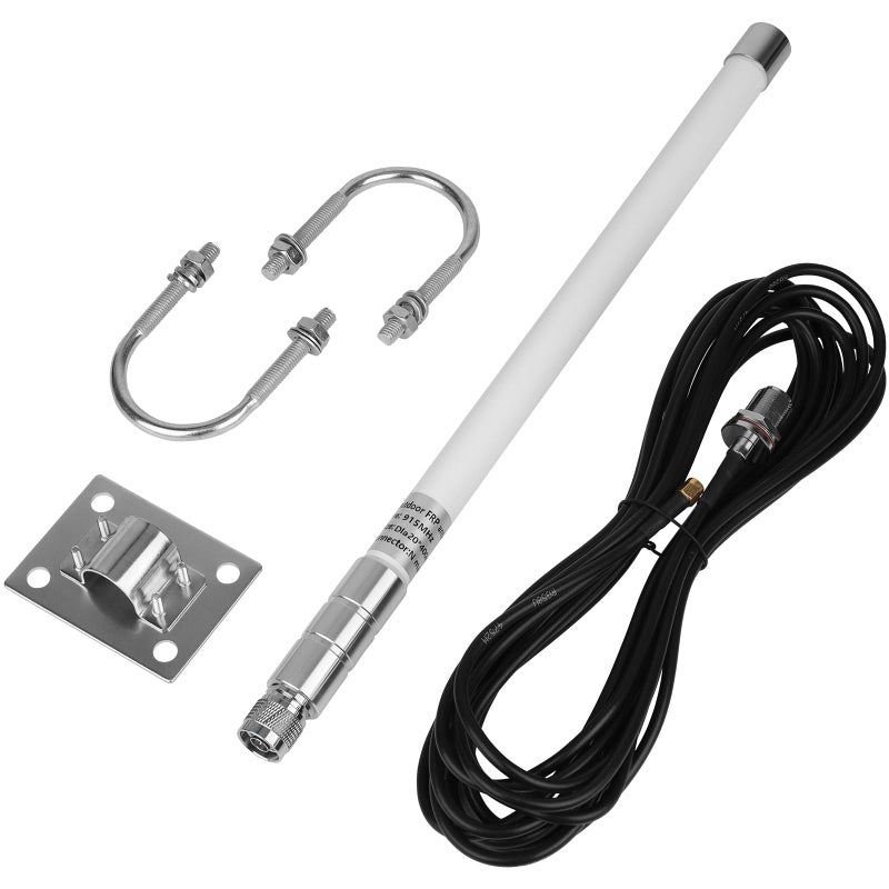 Meshnology Waterproof 915mhz Lora 5.8dbi Fiberglass Antenna with 20Ft Low Loss KMR195 Cable for Helium Hotspot RAK Nebra Bobcat 300 SenseCAP M1 Hotspot HNT Miner Heltec V3 Meshtastic Lora32 915MHz Lora Module - Image 1