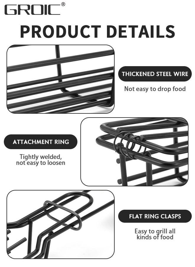 GROIC 2 Packs 19.3” BBQ Net BBQ Cage Kebab Grilling Basket, Extra Long Stainless Steel Kabob Grilling Baskets with Handle, Metal BBQ Skewers Kabob Basket for Outdoor Grill Kabobs Meat, Loose Veggies  - Image 5