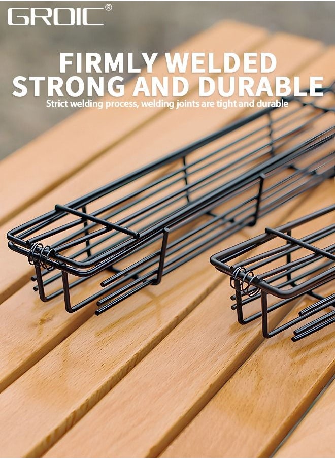 GROIC 2 Packs 19.3” BBQ Net BBQ Cage Kebab Grilling Basket, Extra Long Stainless Steel Kabob Grilling Baskets with Handle, Metal BBQ Skewers Kabob Basket for Outdoor Grill Kabobs Meat, Loose Veggies  - Image 4