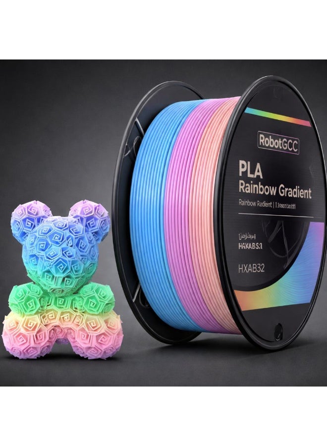 robotgcc PLA Matte Rainbow 1.75mm 3D Printing Material 1KG Spool for FDM 3D Printing, Smooth Gradient Color Transition Matte Finish, Easy Print PLA with Stable Extrusion, Consistent Diameter ±0.02mm, Low Warping, Strong Layer Adhesion, Ideal for Decorative Models, Prototyping, Education, DIY Creative Projects, Compatible with Most 3D Printers - Image 1