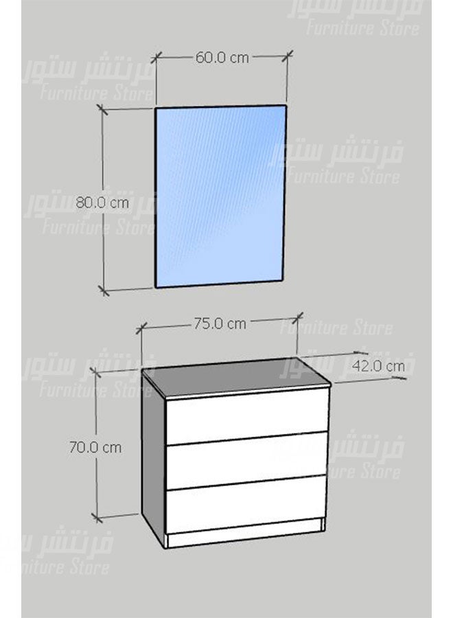 Mini room, a small modern room, consisting of a modern bed - 130 cm wide, a dresser with a glass frame and a nightstand, from the Furniture Store. - Image 3