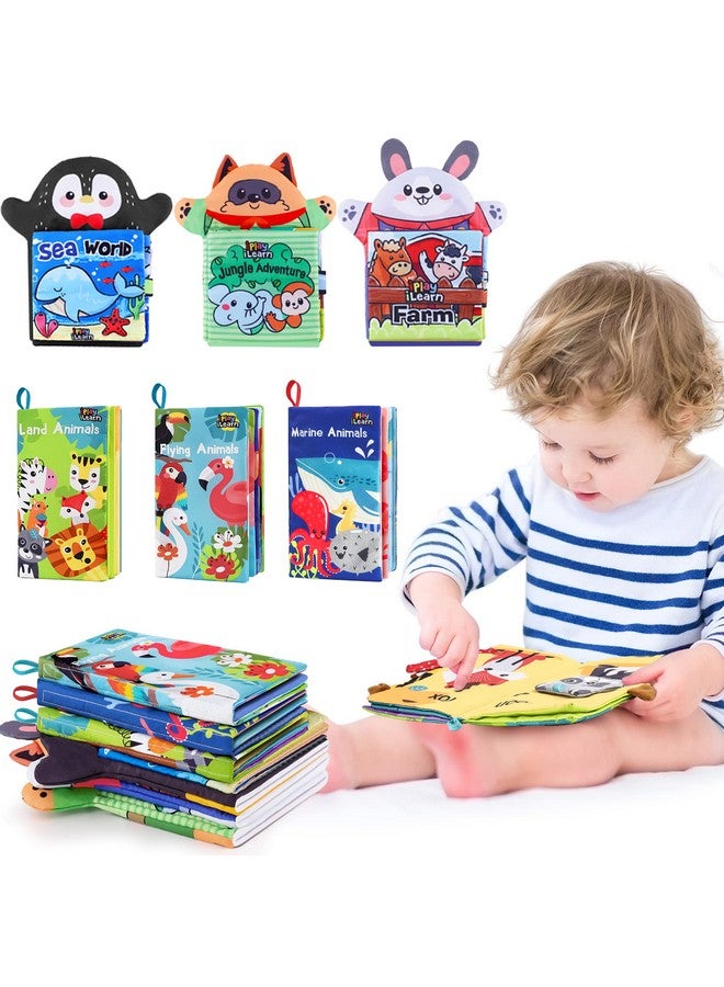 iLearn Soft Baby Books For 1 Year Old, Babies Cloth Animal Book 6-12 Month, Infant Touch Feel Fabric Crinkle Book, Toddler Carseat Crib Bedtime Toy, Newborn Gift 7 8 9 18M 2 3 Yr Kid Boy Girl - Image 1