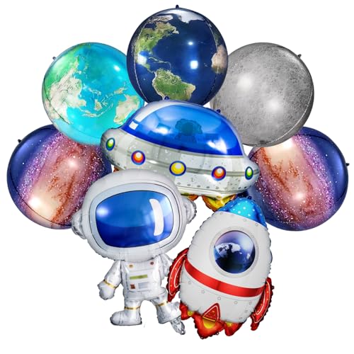 Pedel Galaxy Space Balloons 8Pcs Planet Balloons Outer Space Astronaut Rocket Spaceship Balloon for Planet Themed Kids Birthday Party Supplies - Image 1