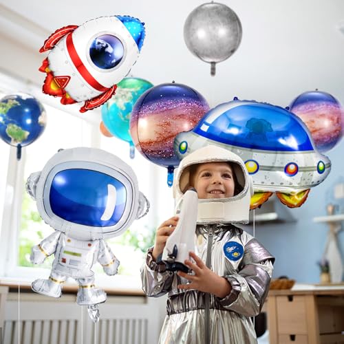 Pedel Galaxy Space Balloons 8Pcs Planet Balloons Outer Space Astronaut Rocket Spaceship Balloon for Planet Themed Kids Birthday Party Supplies - Image 5