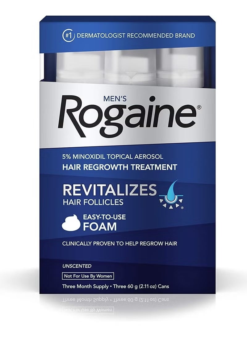 ريجين روجين مينوز 5 رغوة مينوكسيديل نقية لتساقط الشعر وإعادة نموه (عبوة 3 أشهر)