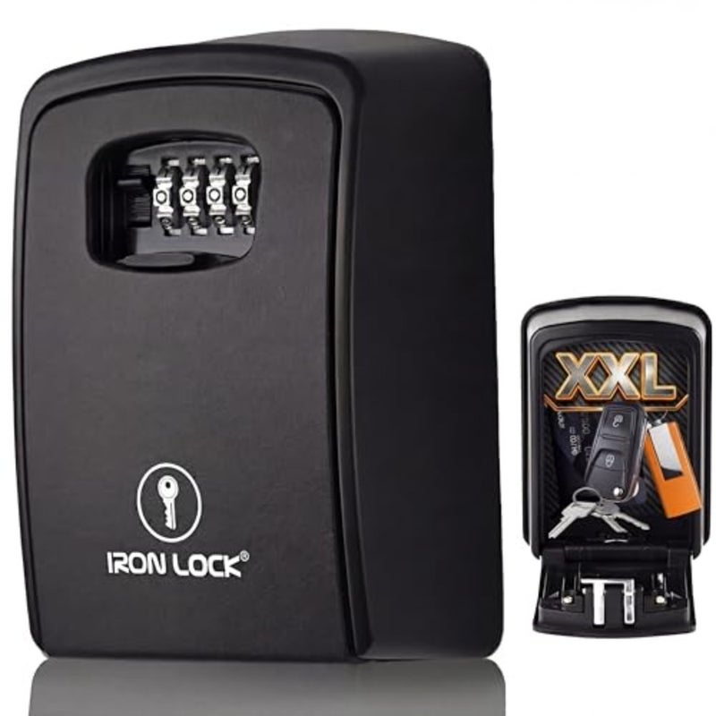 ® - XXL Key Lock Box Wall Mount for Keys 4 Digit Combination with Resettable Code with A B Switch Extra Large lockbox Indoor Outdoor Waterproof Big Key Lock Box House Spare Keys Wall Safes - Image 1