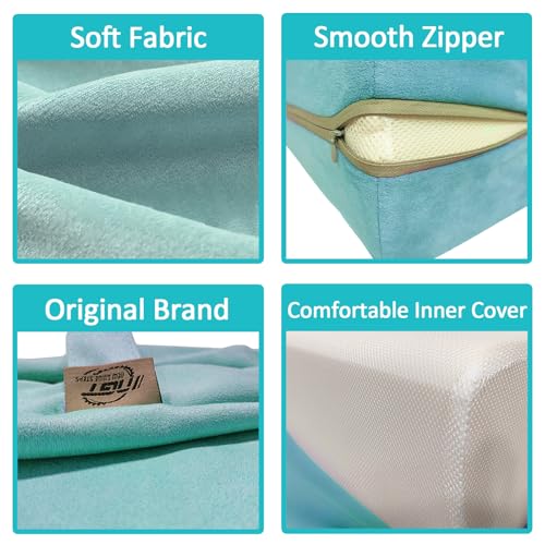 NGT new guide steps Yoga Bolster Pillow for Meditation and Support - Rectangular Yoga Cushion Foam Wedges Washable Suede Pillowcase for Men and Women with Carry Handles.(Green Soft fabric) - Image 3
