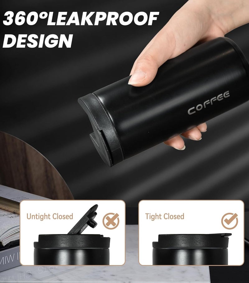 كوب سفر معزول من الفولاذ المقاوم للصدأ سعة 500 مل - كوب قهوة حراري مع غطاء كبس - Image 2