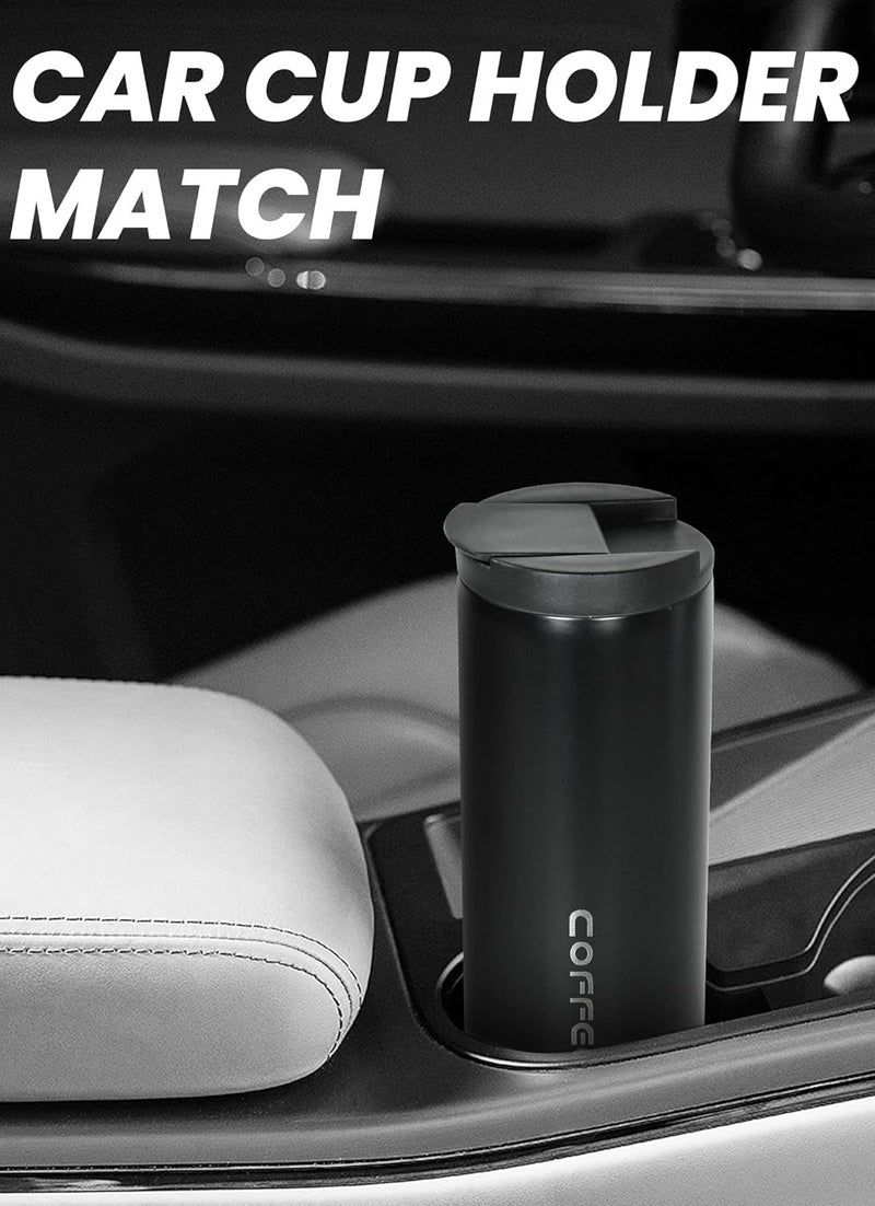 كوب سفر معزول من الفولاذ المقاوم للصدأ سعة 500 مل - كوب قهوة حراري مع غطاء كبس - Image 5