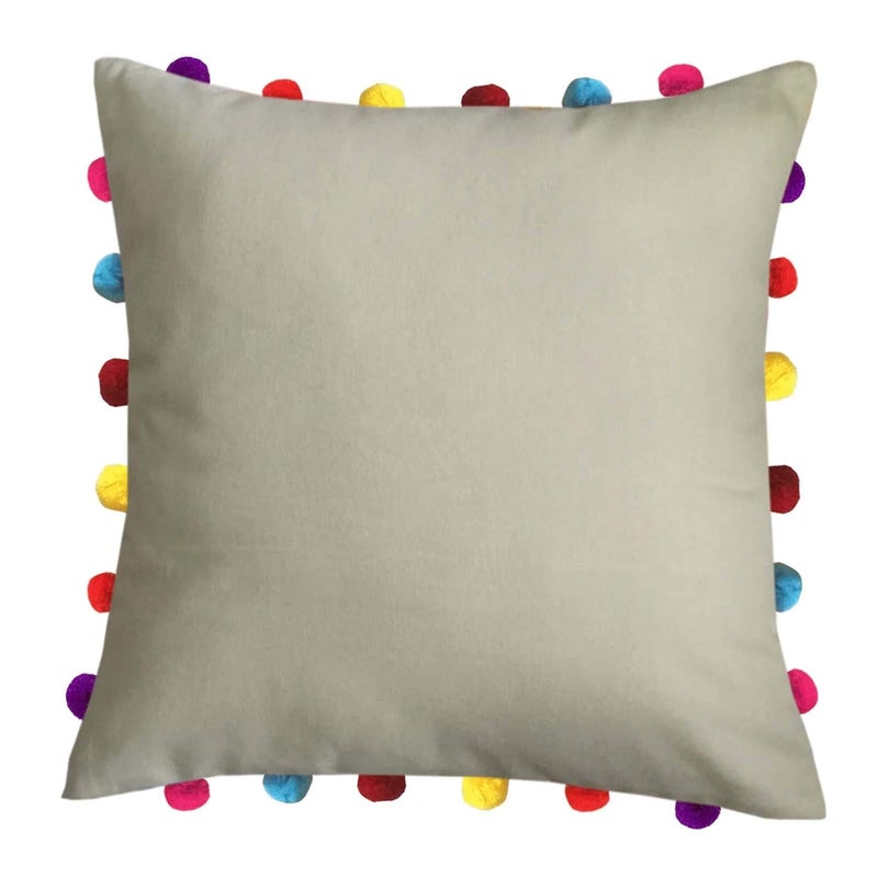 Lushomes Cushion Cover 18x18 Boho Cushion Covers Sofa Pillow Cover Cushion Covers with Tassels Cushion Cover with pom pom 18x18 Inches Set of 5 Beige - Image 2