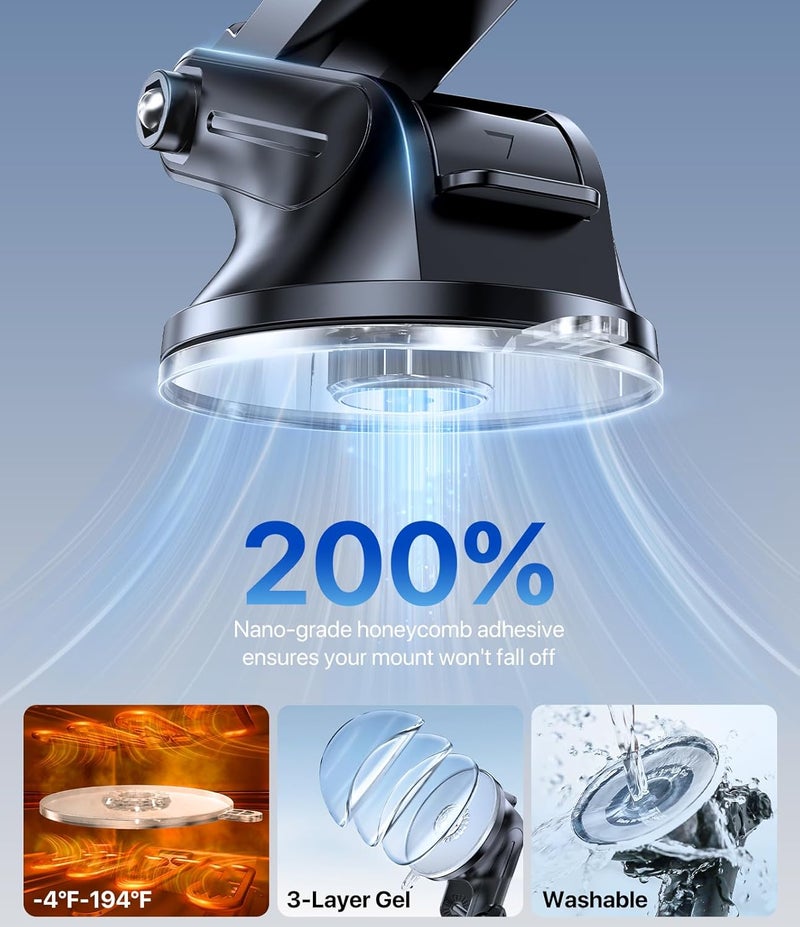 Miracase 3-in-1 Car Phone Holder for Dashboard, Windscreen, and Desk - 360° Rotatable Stand for Smartphones - Image 3