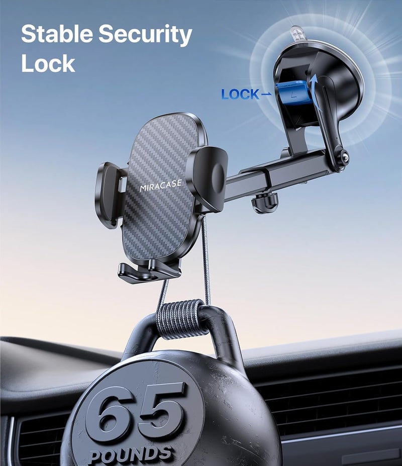 Miracase 3-in-1 Car Phone Holder for Dashboard, Windscreen, and Desk - 360° Rotatable Stand for Smartphones - Image 4