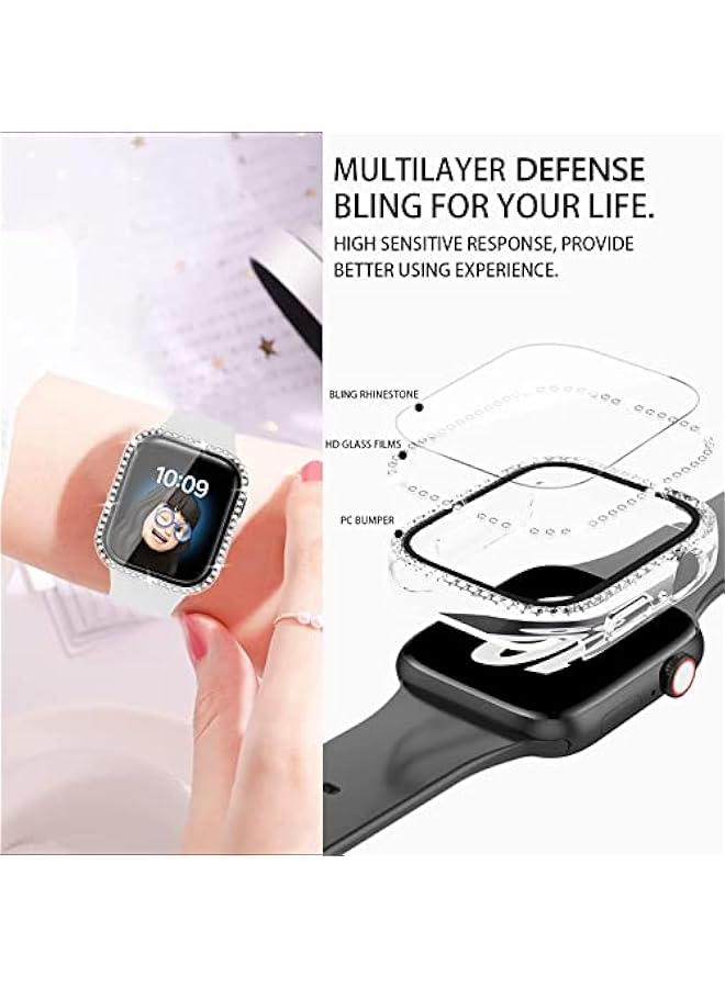 Beauenty 4 Pack Bling Case for Apple Watch SE 2/SE/6/5/4 40mmm, Glitter Rhinestone Diamonds Protective Case with Tempered Glass Screen Protector Replacement Cover for iWatch 2024 (2nd Gen) SE/6/5/4 40mm Women - Image 2