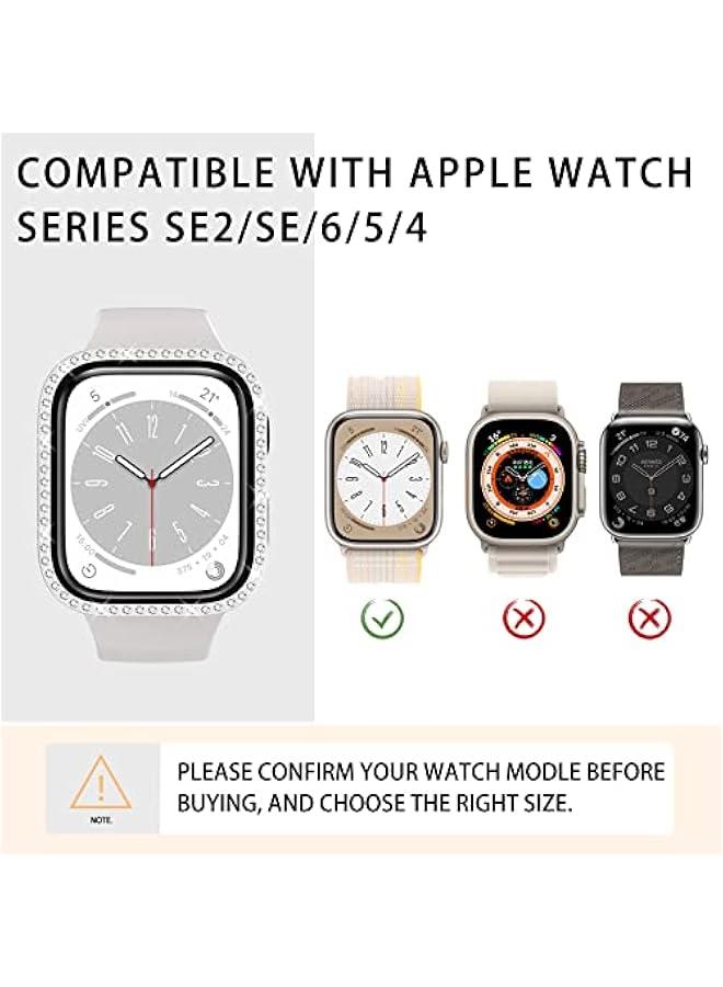 Beauenty 4 Pack Bling Case for Apple Watch SE 2/SE/6/5/4 40mmm, Glitter Rhinestone Diamonds Protective Case with Tempered Glass Screen Protector Replacement Cover for iWatch 2024 (2nd Gen) SE/6/5/4 40mm Women - Image 5
