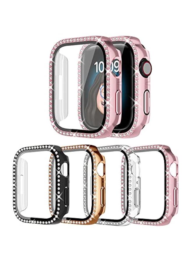 Beauenty 4 Pack Bling Case for Apple Watch SE 2/SE/6/5/4 40mmm, Glitter Rhinestone Diamonds Protective Case with Tempered Glass Screen Protector Replacement Cover for iWatch 2024 (2nd Gen) SE/6/5/4 40mm Women - Image 1
