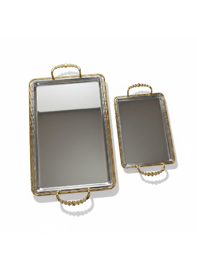 GERMAX 2PCS SERVING TRAY SS 34*24/42*28 CM - Image 1