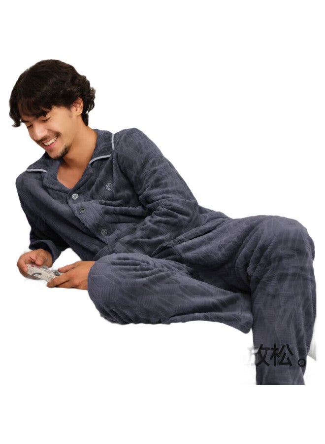 Septwolves Men'S Flannel Warm Pajamas Set Men'S Home Wear Set - Image 3