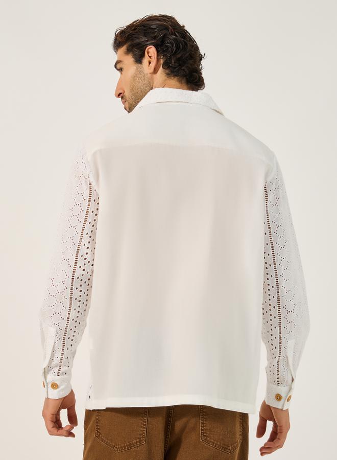 ستايلي قميص رجالي صيفي مطرز بياقة منتجع بقصة مريحة - Image 4