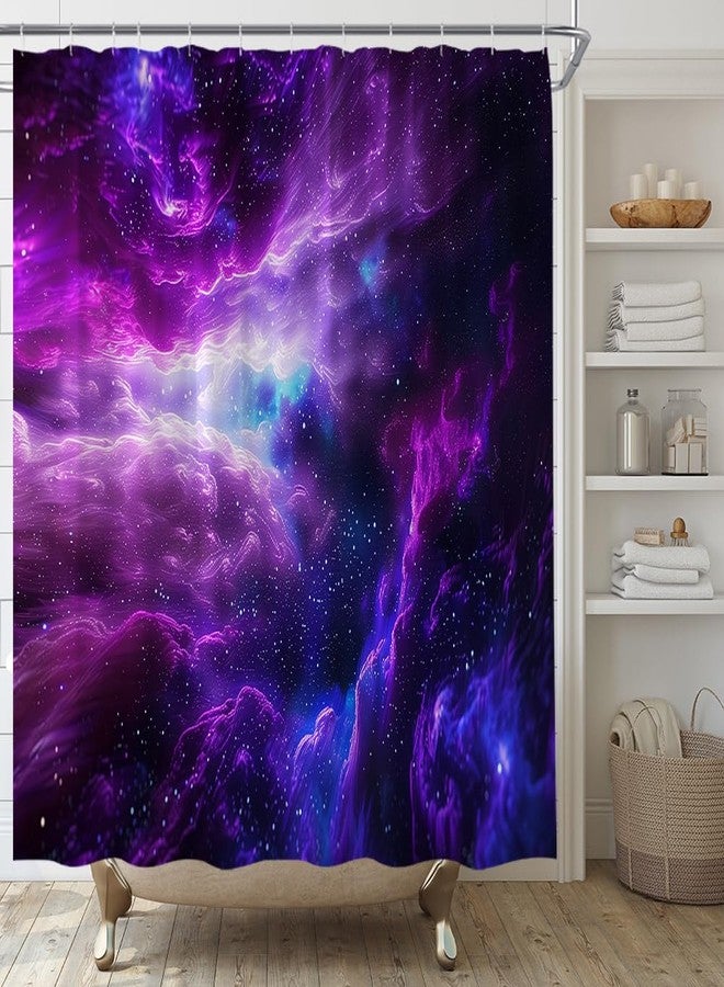 YSATNSFT Galaxy Shower Curtain Abstract Colorful Outer Space Starry Men Boys Fantasy Nebula Universe Fabric Bathroom Decor Set with Hooks,(70" WX70 H) - Image 3
