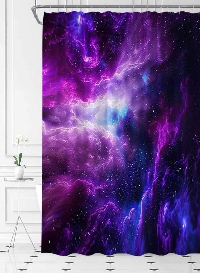 YSATNSFT Galaxy Shower Curtain Abstract Colorful Outer Space Starry Men Boys Fantasy Nebula Universe Fabric Bathroom Decor Set with Hooks,(70" WX70 H) - Image 2