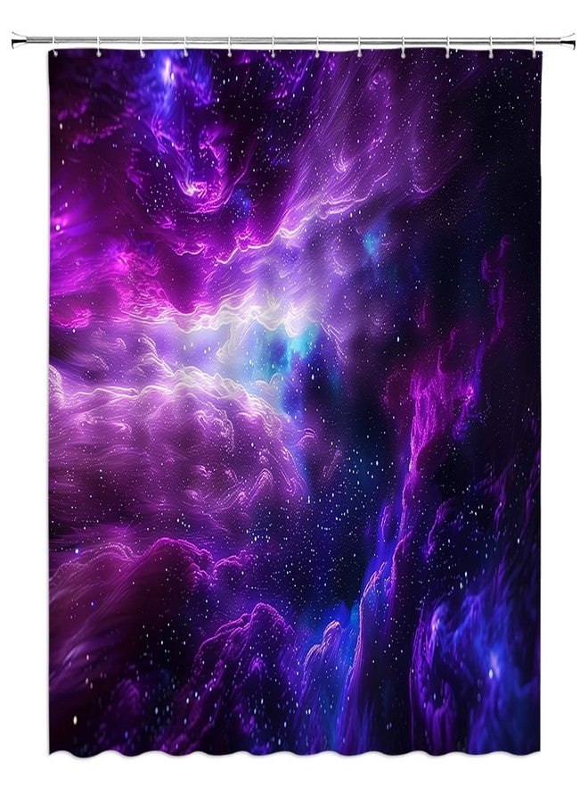 YSATNSFT Galaxy Shower Curtain Abstract Colorful Outer Space Starry Men Boys Fantasy Nebula Universe Fabric Bathroom Decor Set with Hooks,(70" WX70 H) - Image 1