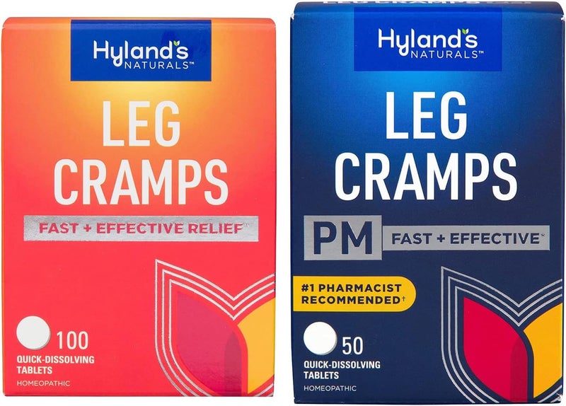 Hyland's Bundle of Hylands Leg Cramps Tablets 100 Count and Leg Cramps PM Nighttime Formula Natural Relief of Calf Foot and Leg Cramps 50 Count - Image 1
