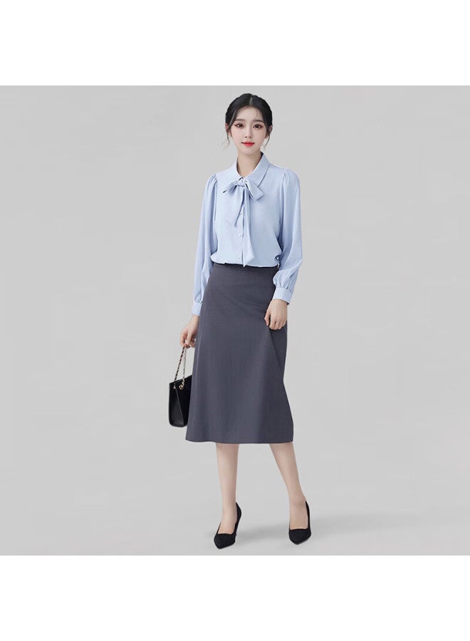 Teluoman 1 Wearable Wrinkle-free Detachable Bow White Long-sleeve Blouse For Women, Casual Professional Formal Top, Interview Shirt - Image 4