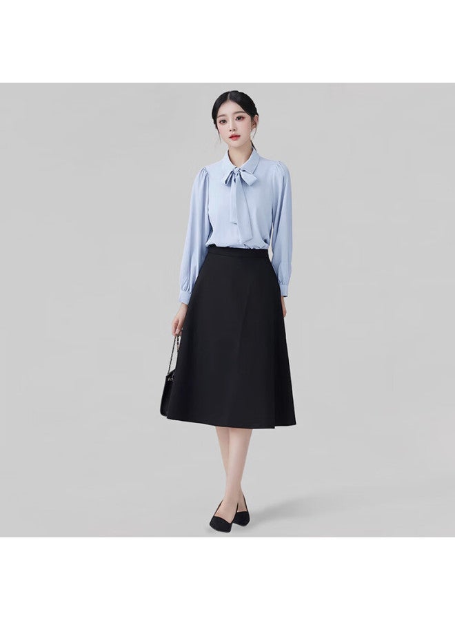 Teluoman 1 Wearable Wrinkle-free Detachable Bow White Long-sleeve Blouse For Women, Casual Professional Formal Top, Interview Shirt - Image 5