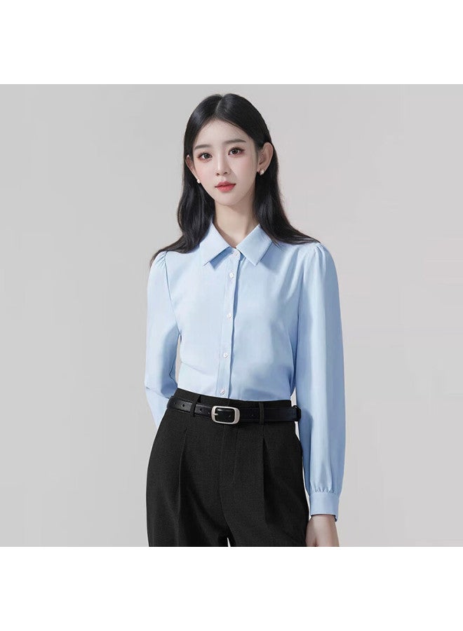 Teluoman 1 Wearable Wrinkle-free Detachable Bow White Long-sleeve Blouse For Women, Casual Professional Formal Top, Interview Shirt - Image 2