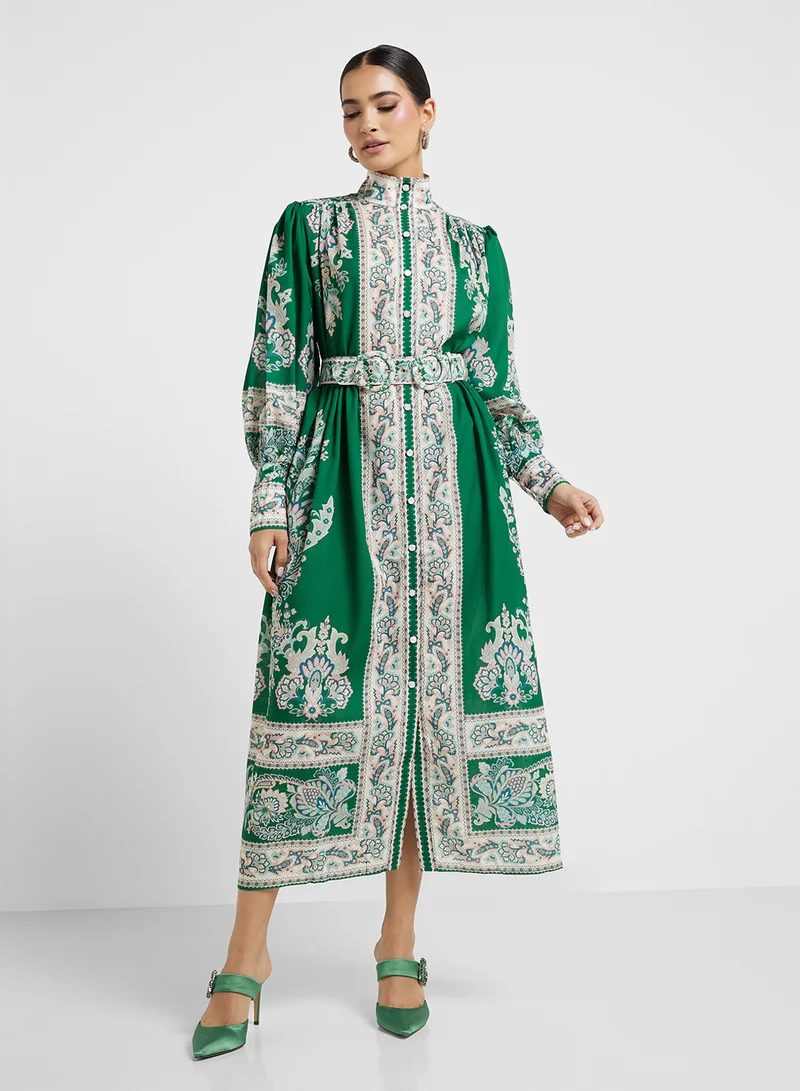 Khizana Paisley Print Midi Dress