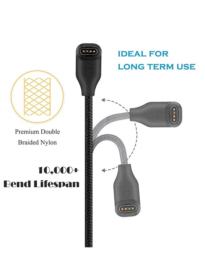 O Ozone USB Charging Cable Compatible with Garmin Fenix 7/7S/7X, 6/6S/6X, 5/5S/5X, Forerunner 945/935/245, Vivoactive 3, Instinct 2 - Black - Image 3