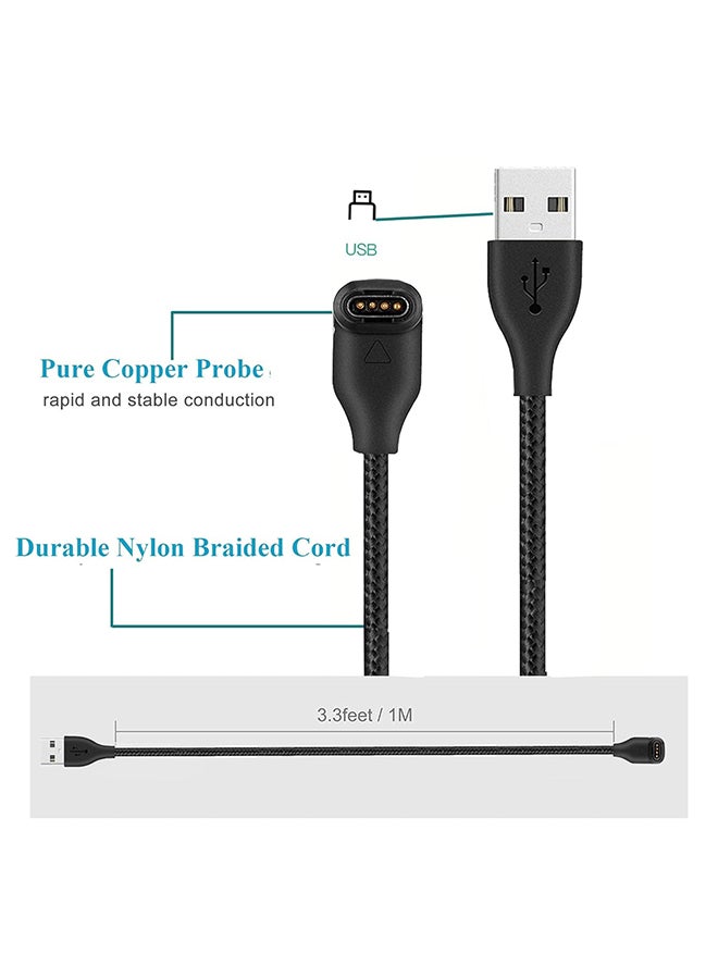 O Ozone USB Charging Cable Compatible with Garmin Fenix 7/7S/7X, 6/6S/6X, 5/5S/5X, Forerunner 945/935/245, Vivoactive 3, Instinct 2 - Black - Image 5