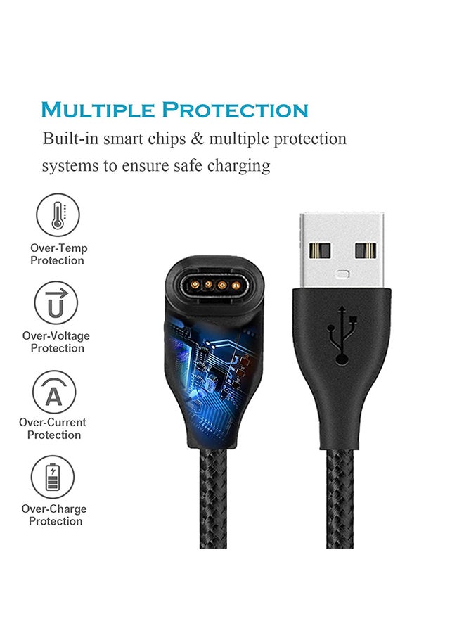 O Ozone USB Charging Cable Compatible with Garmin Fenix 7/7S/7X, 6/6S/6X, 5/5S/5X, Forerunner 945/935/245, Vivoactive 3, Instinct 2 - Black - Image 4