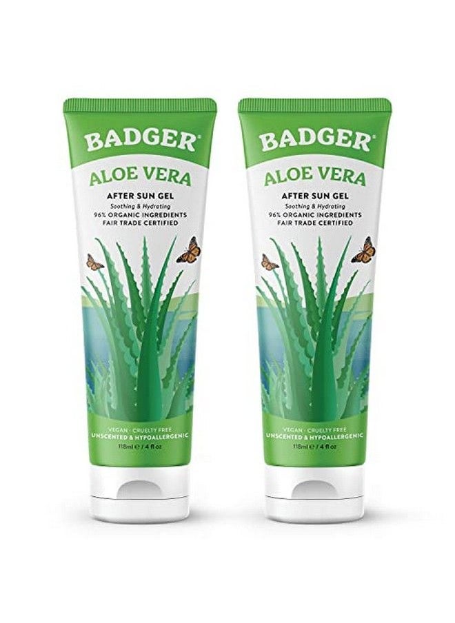 Badger Aloe Vera After Sun Gel (2 Pack) Fair Trade And Certified Organic Aloe Vera Gel Cooling And Soothing Unscented 4 Oz  - Image 1