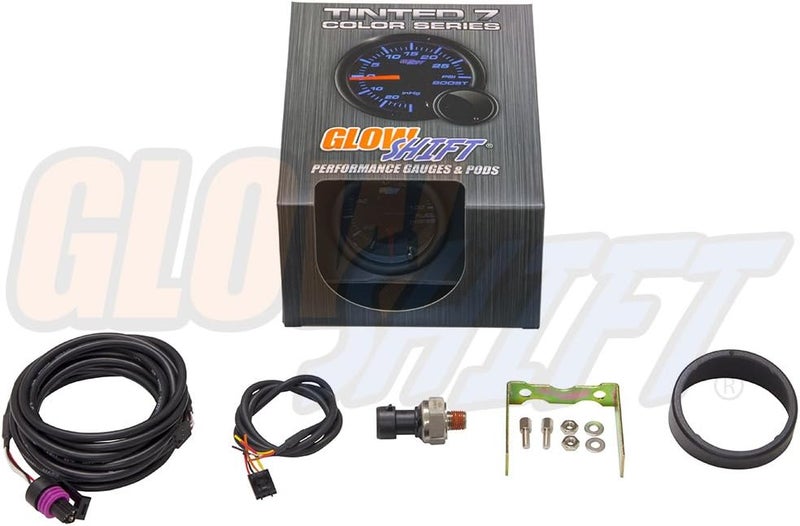 GLOWSHIFT Tinted 7 Color 100 PSI Fuel Pressure Gauge Kit - Includes 1/8-27 NPT Electronic Sensor & Wiring - Multi-Color Display - Black Dial - Smoked Lens - for Car & Truck - 2-1/16" 52mm - Image 5
